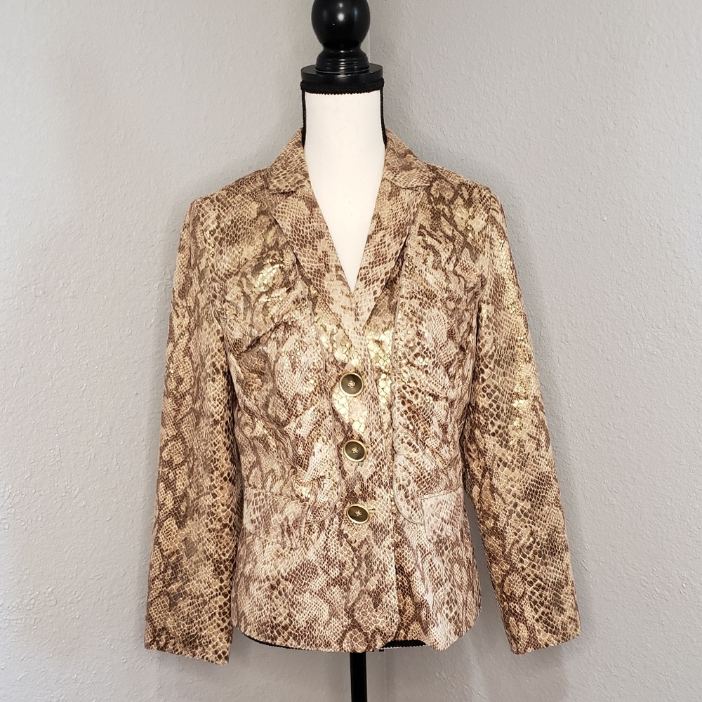 Chico's Tan Snakeskin Pattern Blazer